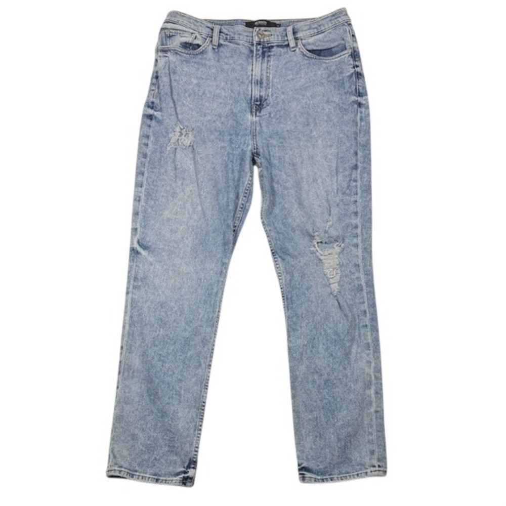 Hudson Holly Straight High Rise Distressed Acid Wash Jeans Light Blue Size 32